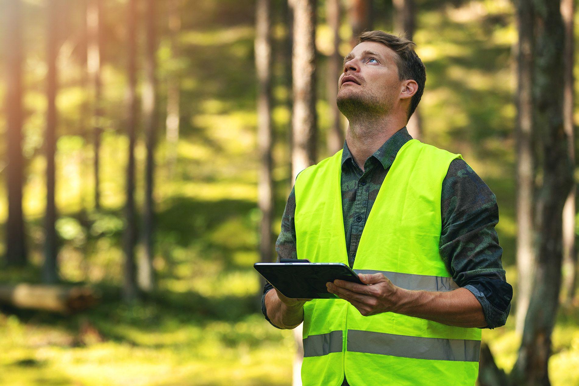 Un gestionnaire d’espace naturel dans une foret